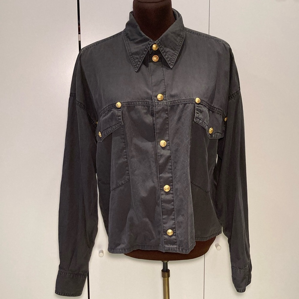 Versace vintage couture jacket snap gold embossed Medusa
